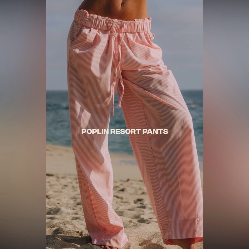Daily Drills Poplin Resort Pants - Dusty rose and white stripe
